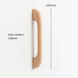 Long Solid Wood Finished Curved Arch Round Cabinet Handle for Kitchen