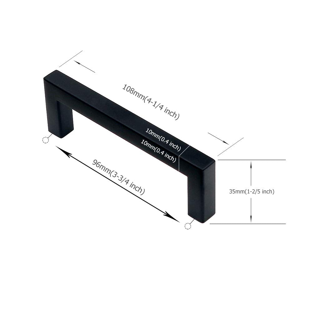 Black Square Kitchen Bar Pulls for Cabinet