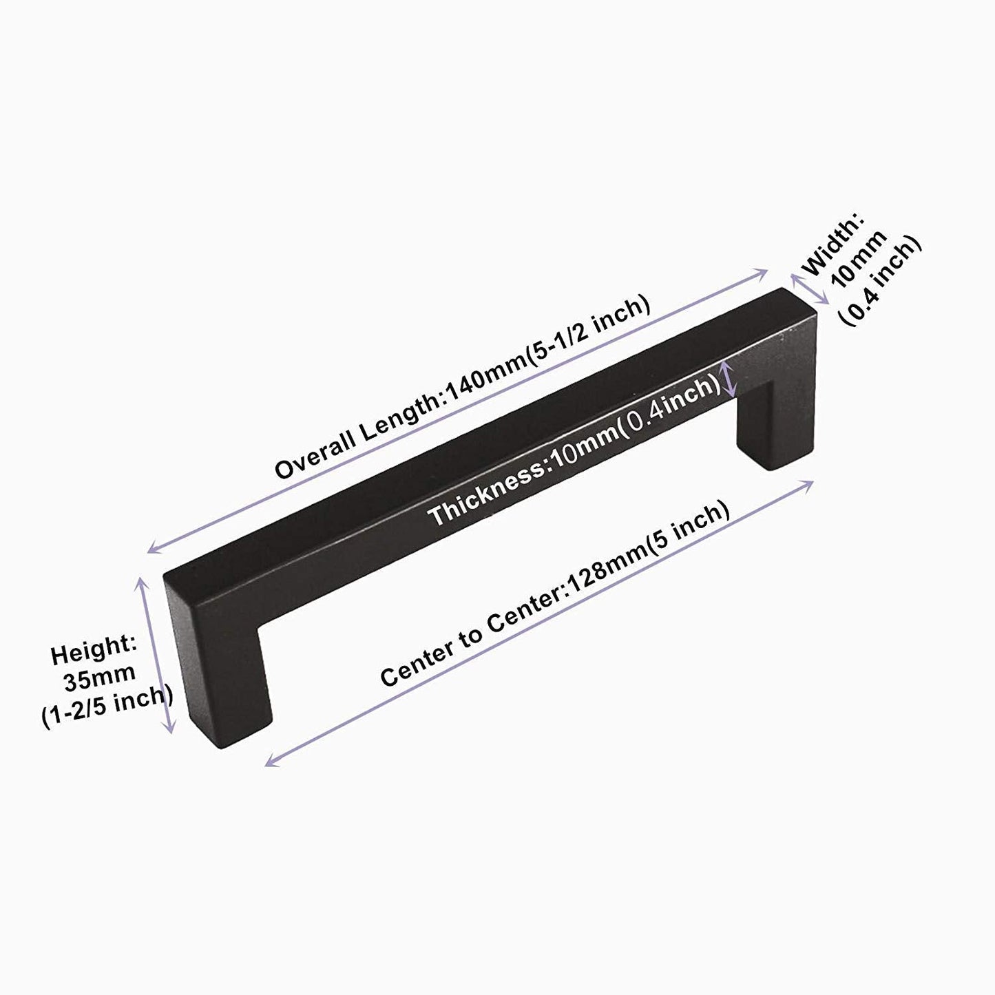 Black Square Kitchen Bar Pulls for Cabinet