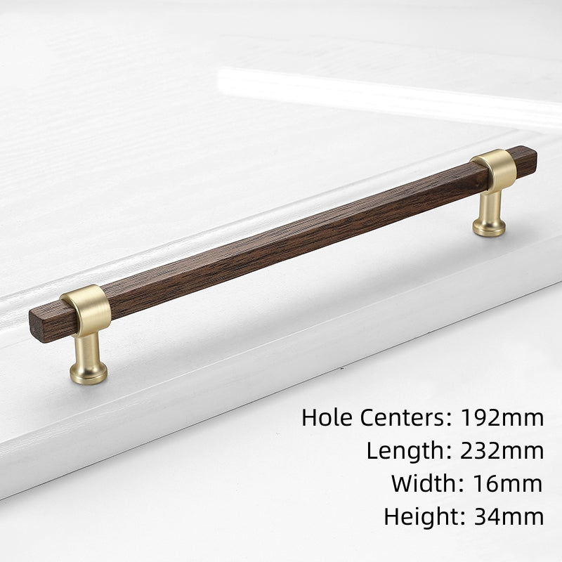 Black Walnut Square Cabinet Handles Beech Wood Drawer Pulls