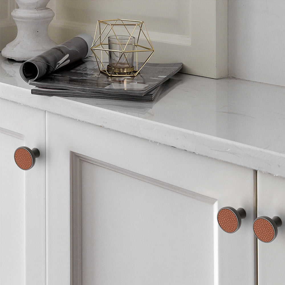 Retro Brown Leather Drawer Handles