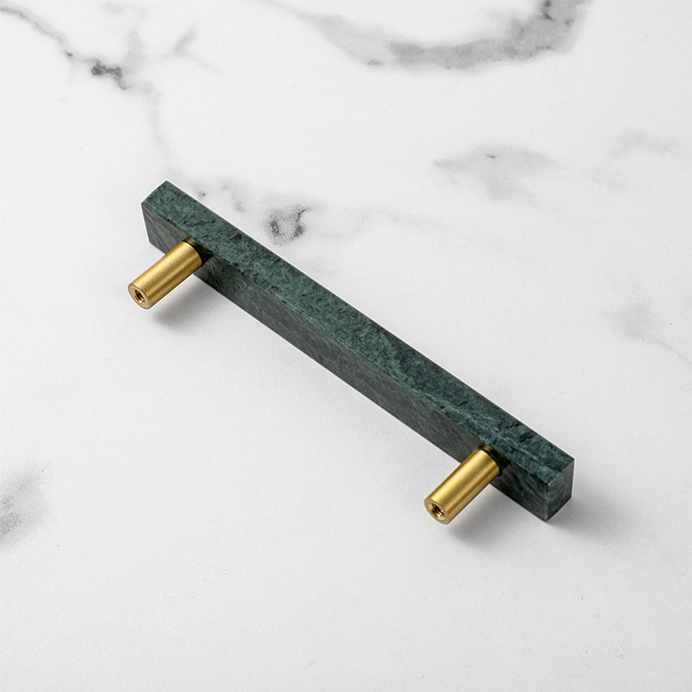 Nordic Light Luxury Marble Brass Square Cabinet Handles