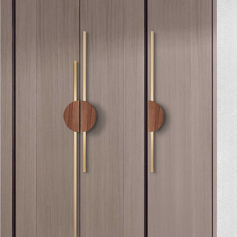 A Pair of Semicircle Wooden Natural Walnut Wardrobe Pulls