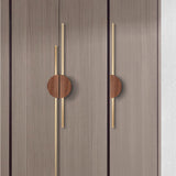 A Pair of Semicircle Wooden Natural Walnut Wardrobe Pulls