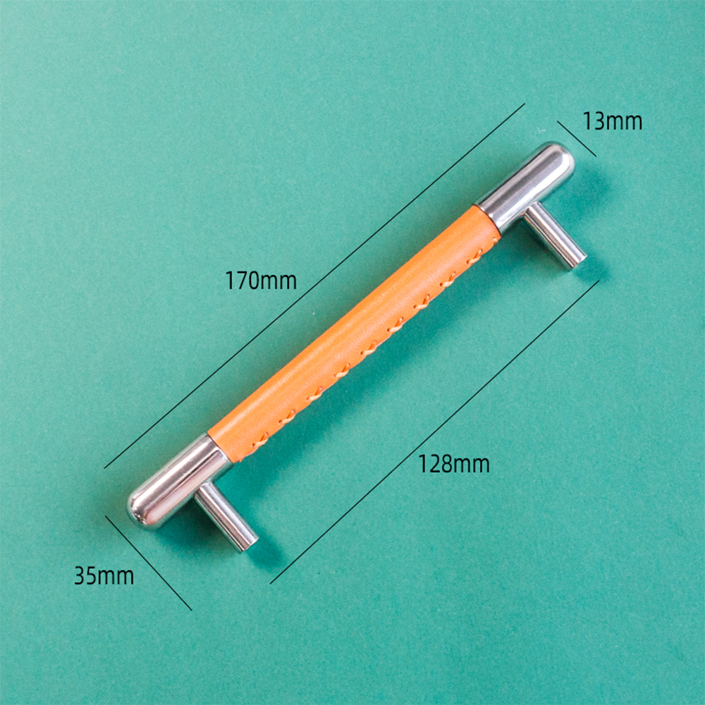Colorful Leather Stainless Steel Cabinet Pulls for Kitchen Decor