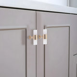 French Crystal Marble Brass Cabinet Drawer Handle