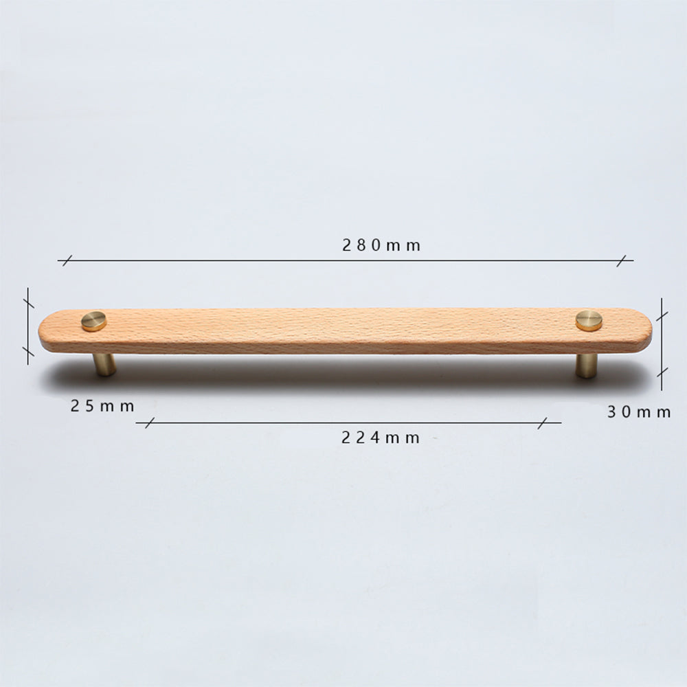 Rustic Long Beech Finish Wooden Drawer Pulls