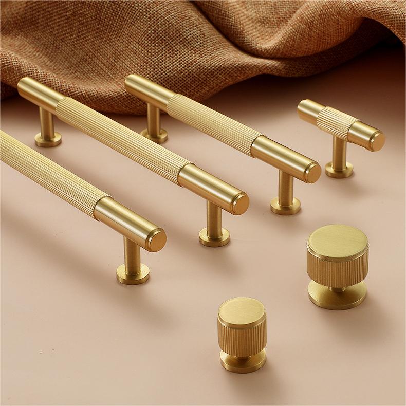 Modern Solid Brass Striped Bar Cabinet and Drawer Pulls