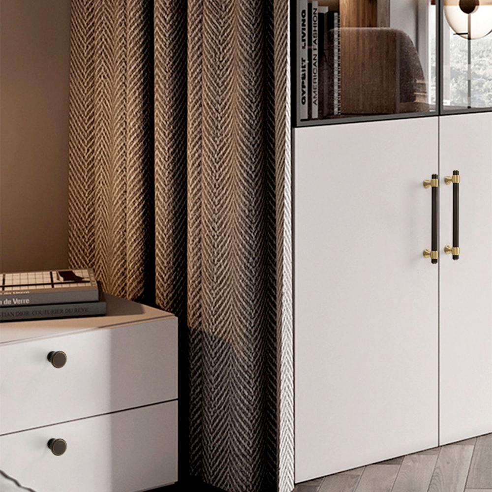 Brown & Silver Modern Brass Cabinet Drawer Handles