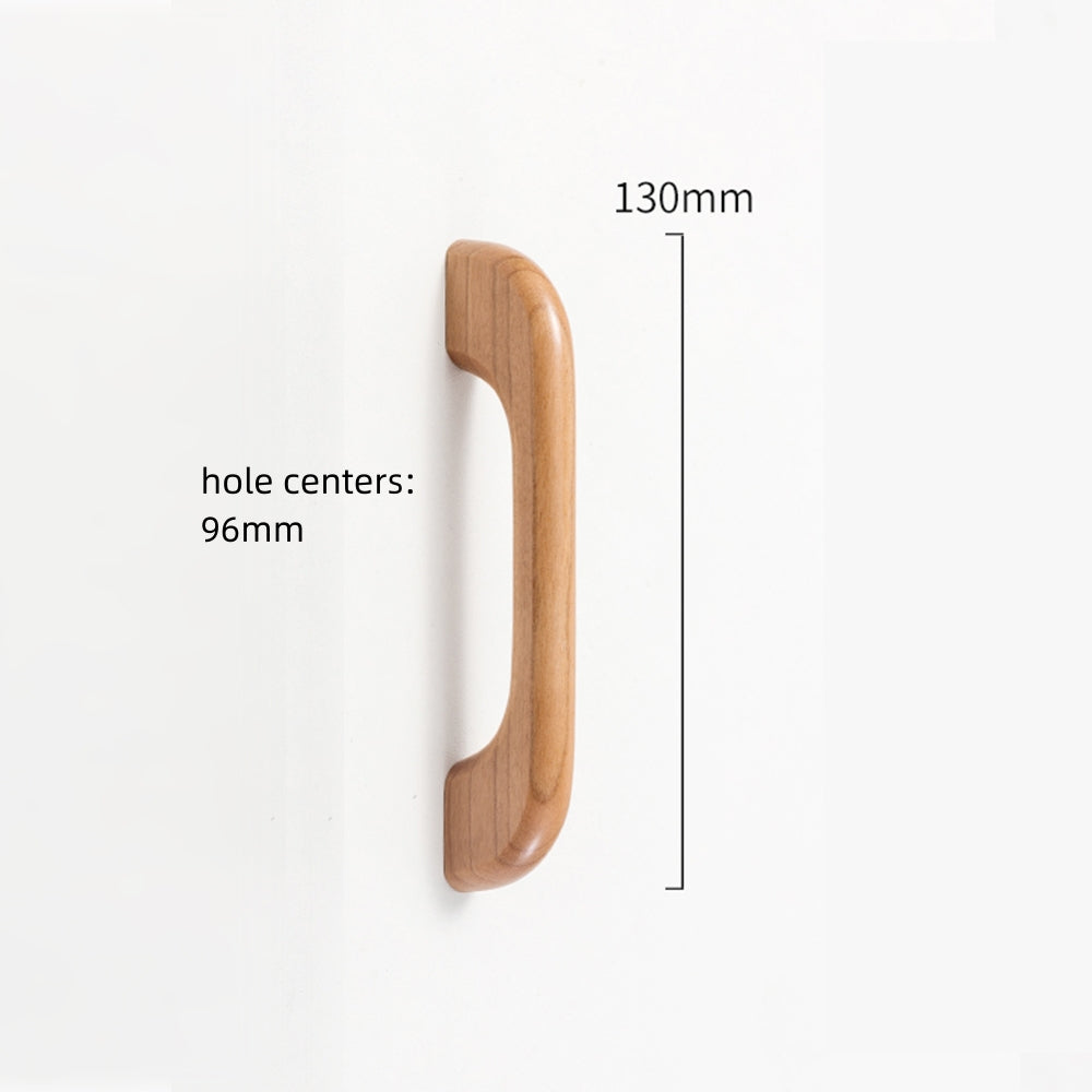 Long Solid Wood Finished Curved Arch Round Cabinet Handle for Kitchen