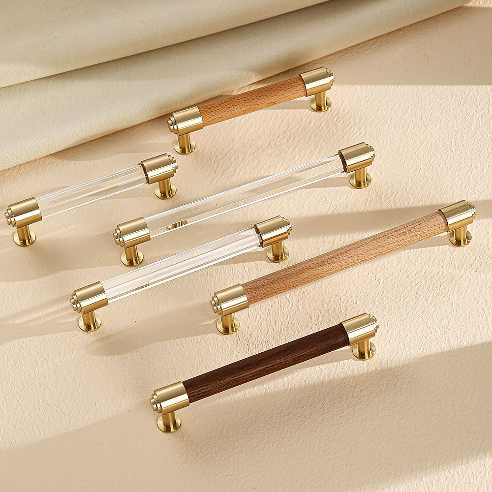 Brass Crystal Handle Cabinet Drawer Double Hole Pulls