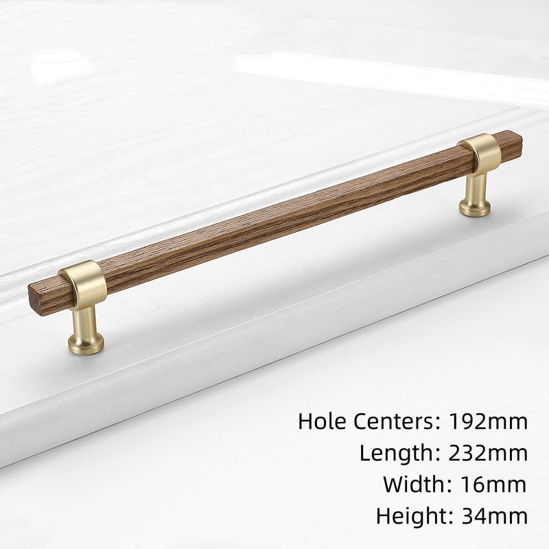 Black Walnut Square Cabinet Handles Beech Wood Drawer Pulls