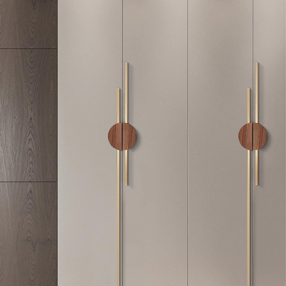 A Pair of Semicircle Wooden Natural Walnut Wardrobe Pulls