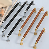 French Cowhide Brass Leather Cabinet Door Handle