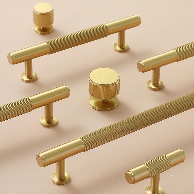 Modern Solid Brass Striped Bar Cabinet and Drawer Pulls
