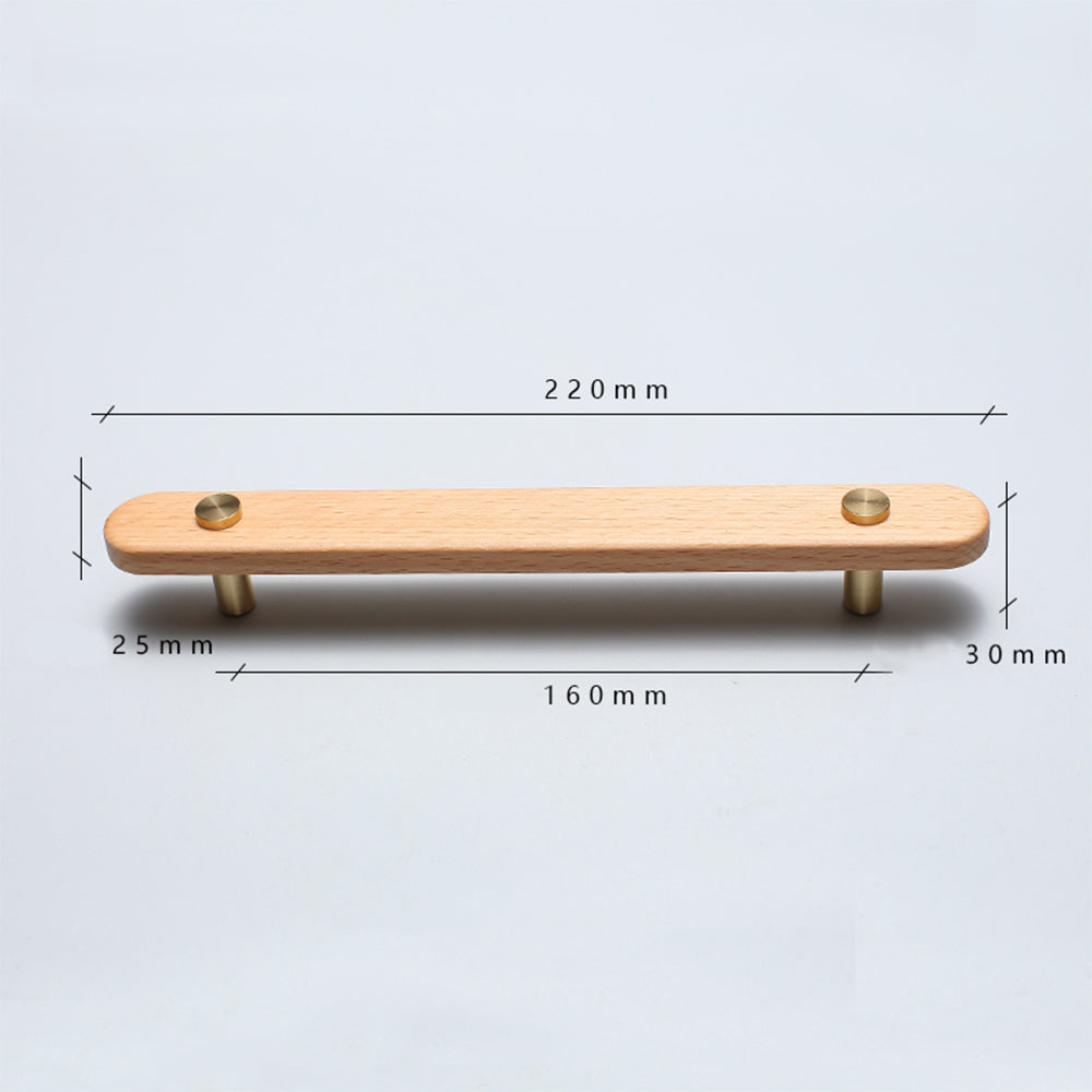 Rustic Long Beech Finish Wooden Drawer Pulls