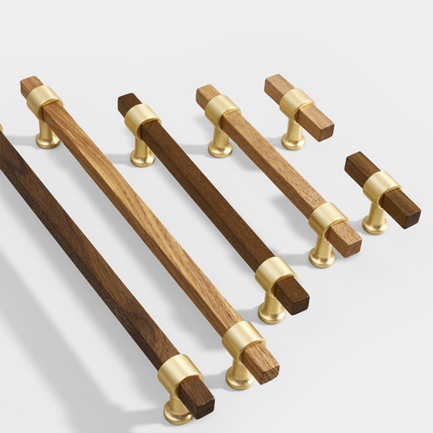 Black Walnut Square Cabinet Handles Beech Wood Drawer Pulls