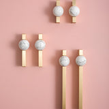 Natural Crystal Sphere Brass Cabinet Handles