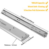 Soft Close Ball Bearing Full Extension Side Mount Drawer Slides 100 LB Load Capacity