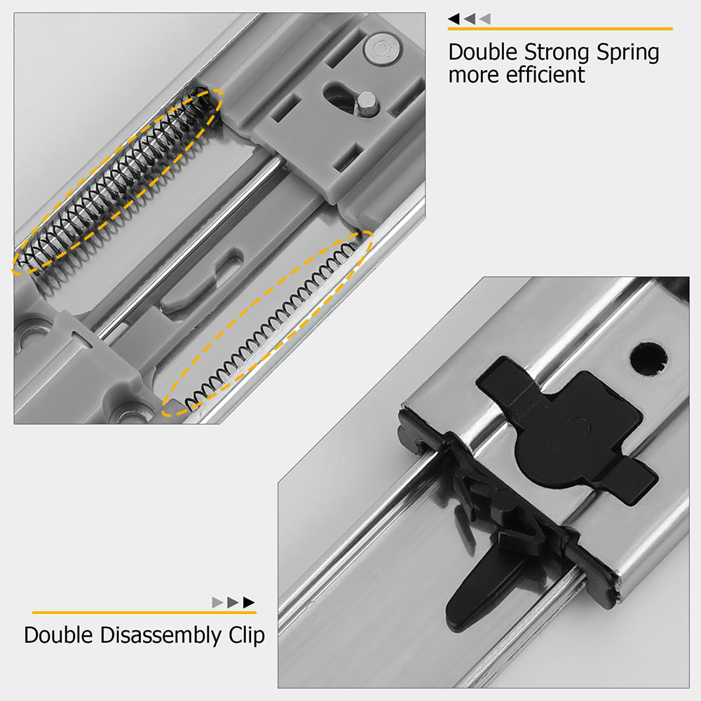 Soft Close Ball Bearing Full Extension Side Mount Drawer Slides 100 LB Load Capacity