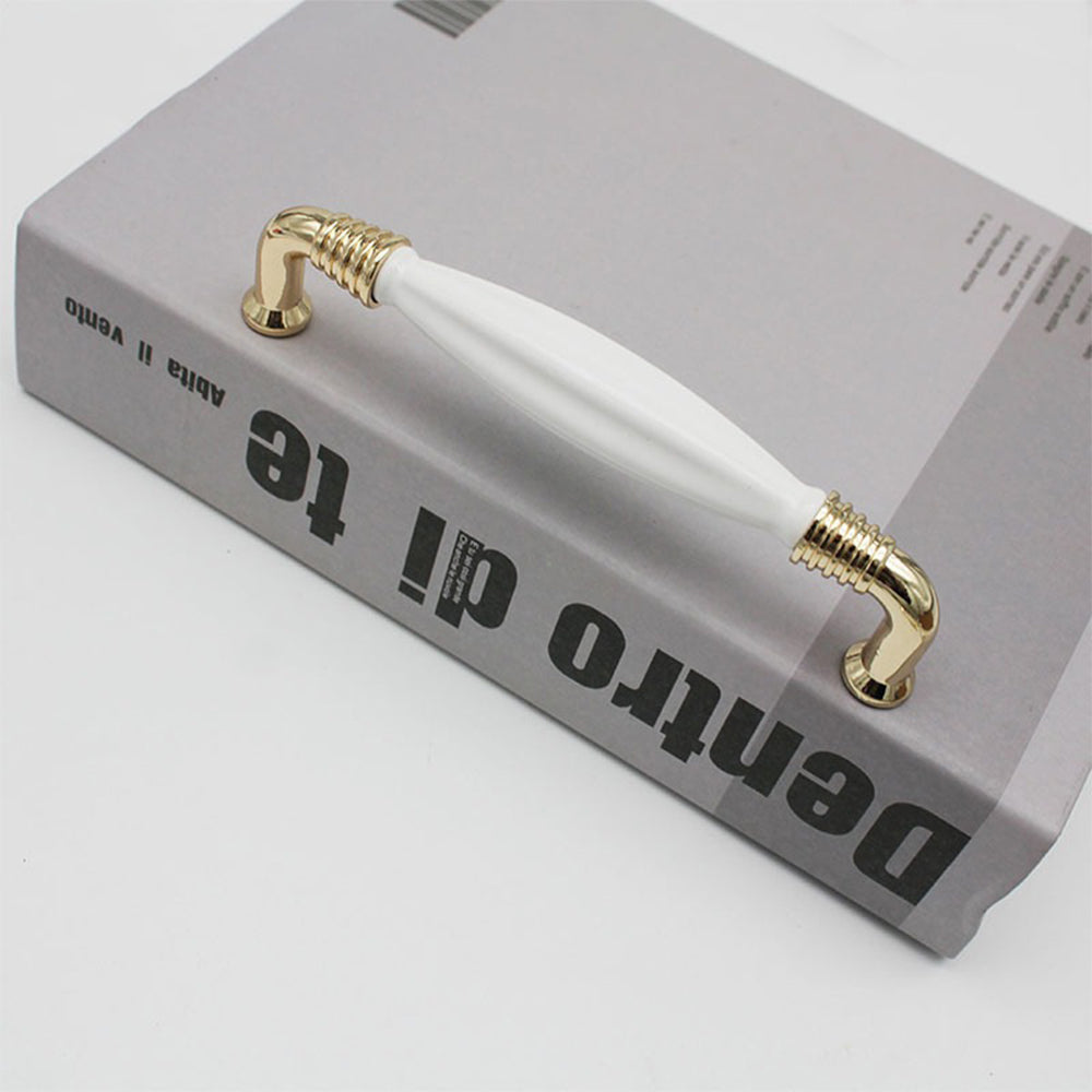 Light Luxury Gold White Creamic Kitchen Door Handles