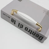 Light Luxury Gold White Creamic Kitchen Door Handles