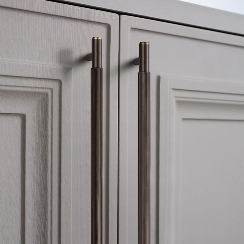 Copper Vintage Striped T-shaped Kitchen Handles