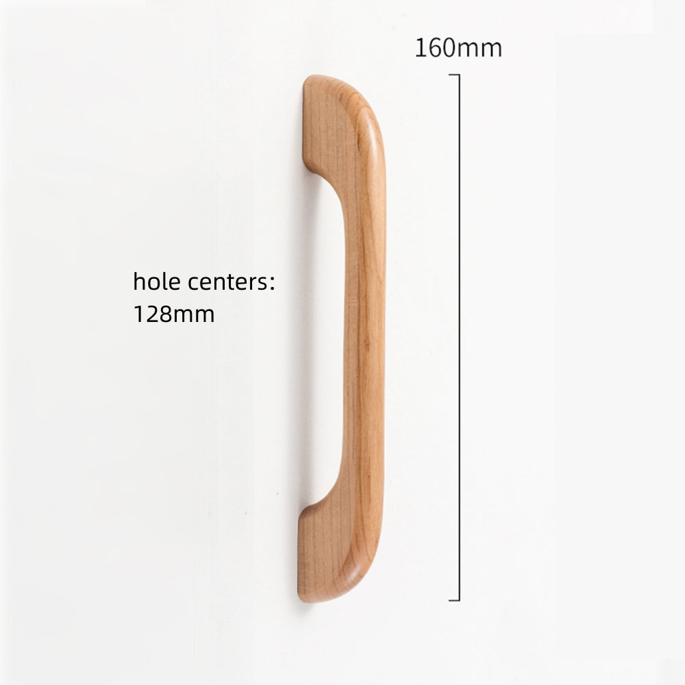Long Solid Wood Finished Curved Arch Round Cabinet Handle for Kitchen
