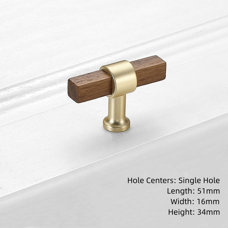 Black Walnut Square Cabinet Handles Beech Wood Drawer Pulls