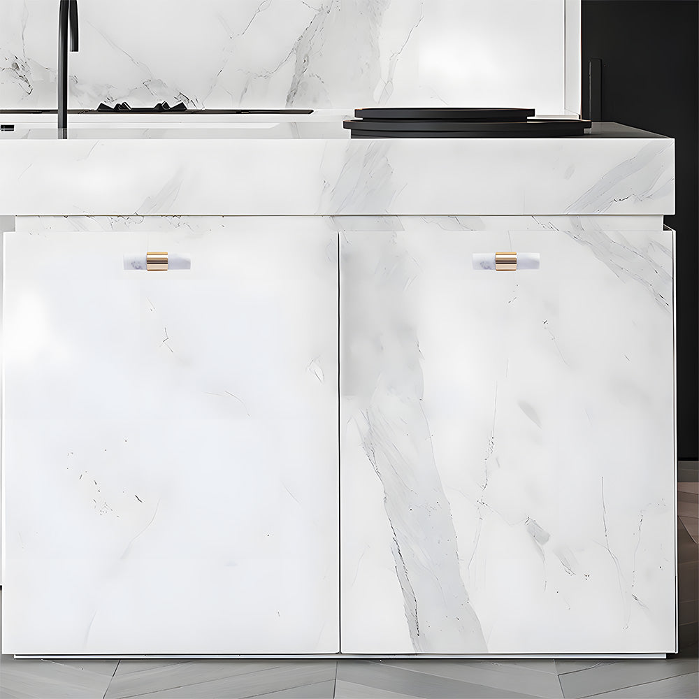 French Crystal Marble Brass Cabinet Drawer Handle