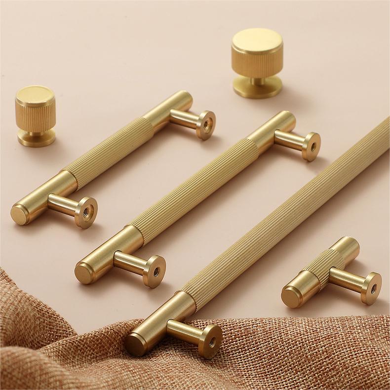Modern Solid Brass Striped Bar Cabinet and Drawer Pulls