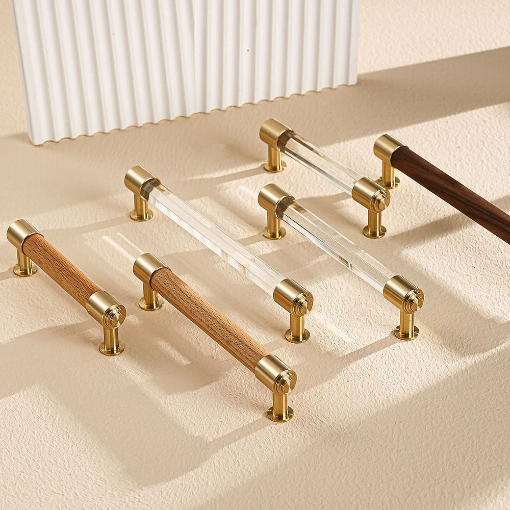 Brass Crystal Handle Cabinet Drawer Double Hole Pulls