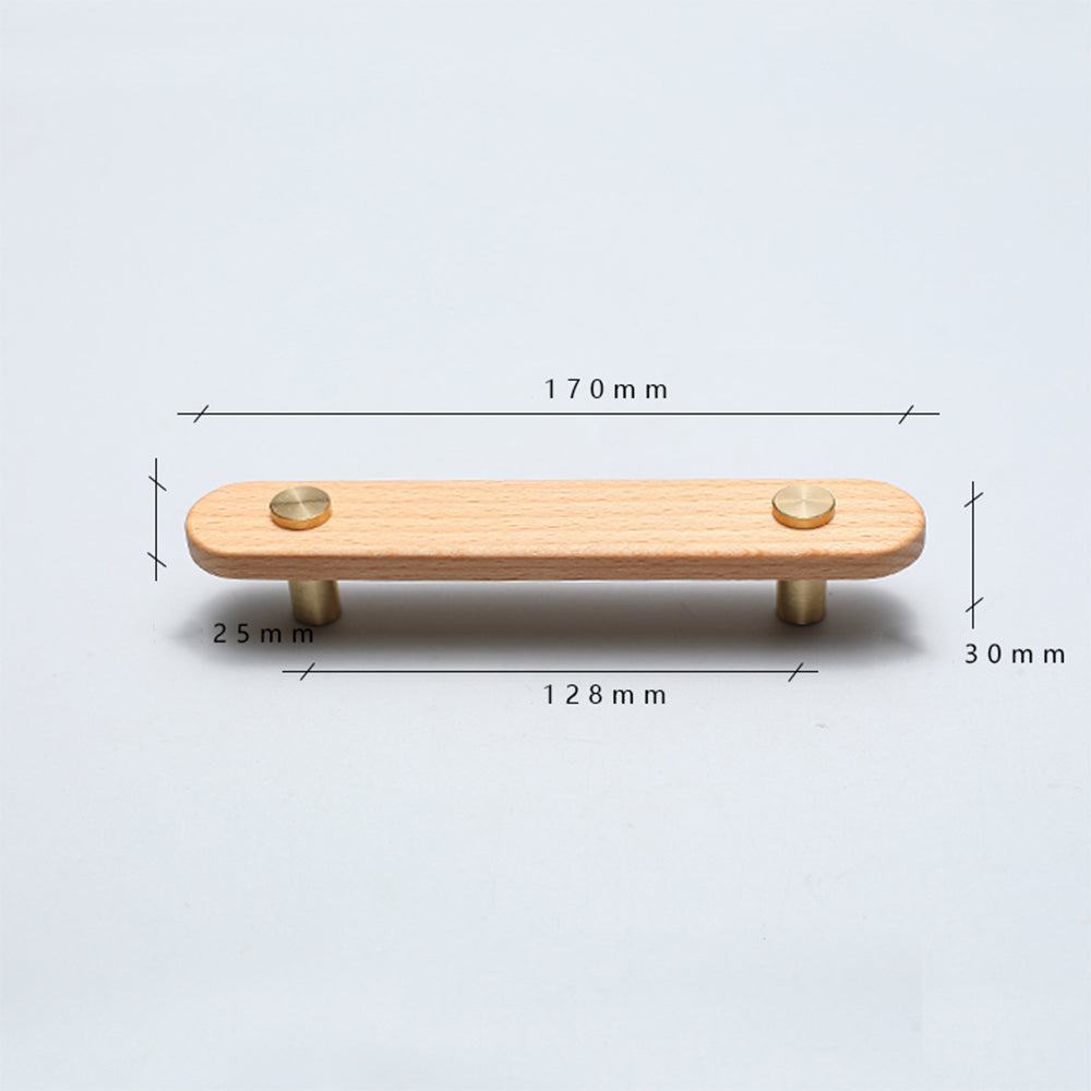 Rustic Long Beech Finish Wooden Drawer Pulls