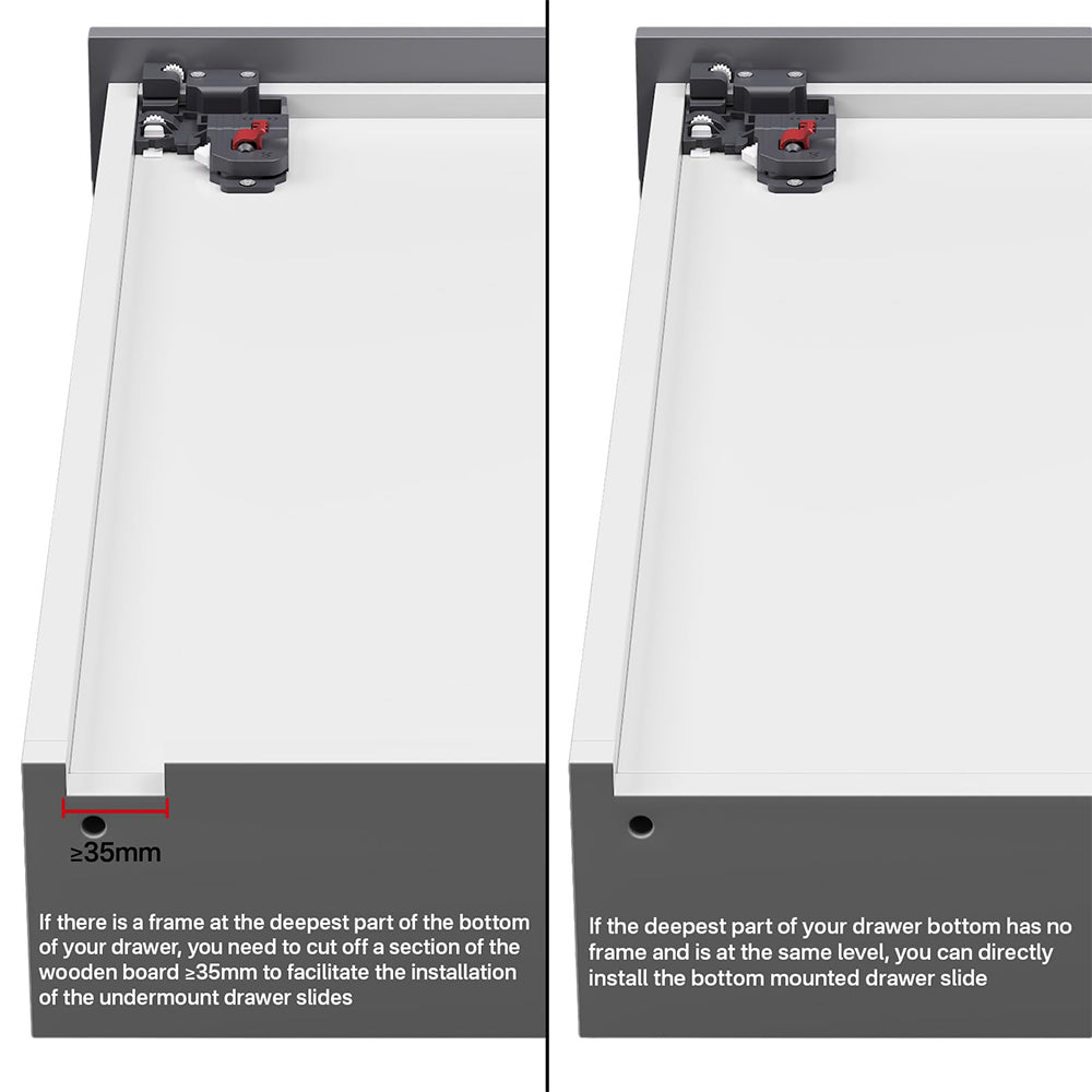 Hidden Bottom Mount Full Extension Soft Close Undermount Drawer Slides