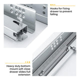 Hidden Bottom Mount Full Extension Soft Close Undermount Drawer Slides