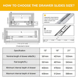 Hidden Bottom Mount Full Extension Soft Close Undermount Drawer Slides