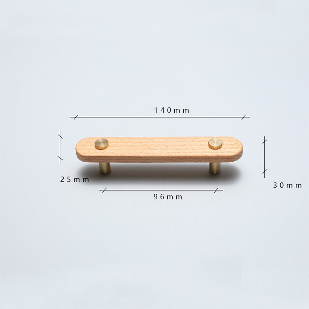 Rustic Long Beech Finish Wooden Drawer Pulls