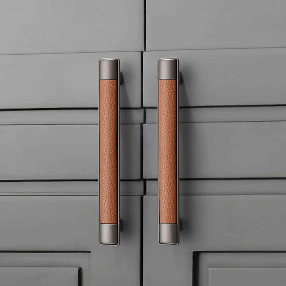 Retro Brown Leather Drawer Handles