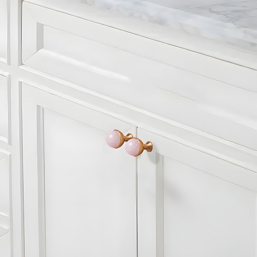 French Crystal Marble Brass Cabinet Drawer Handle