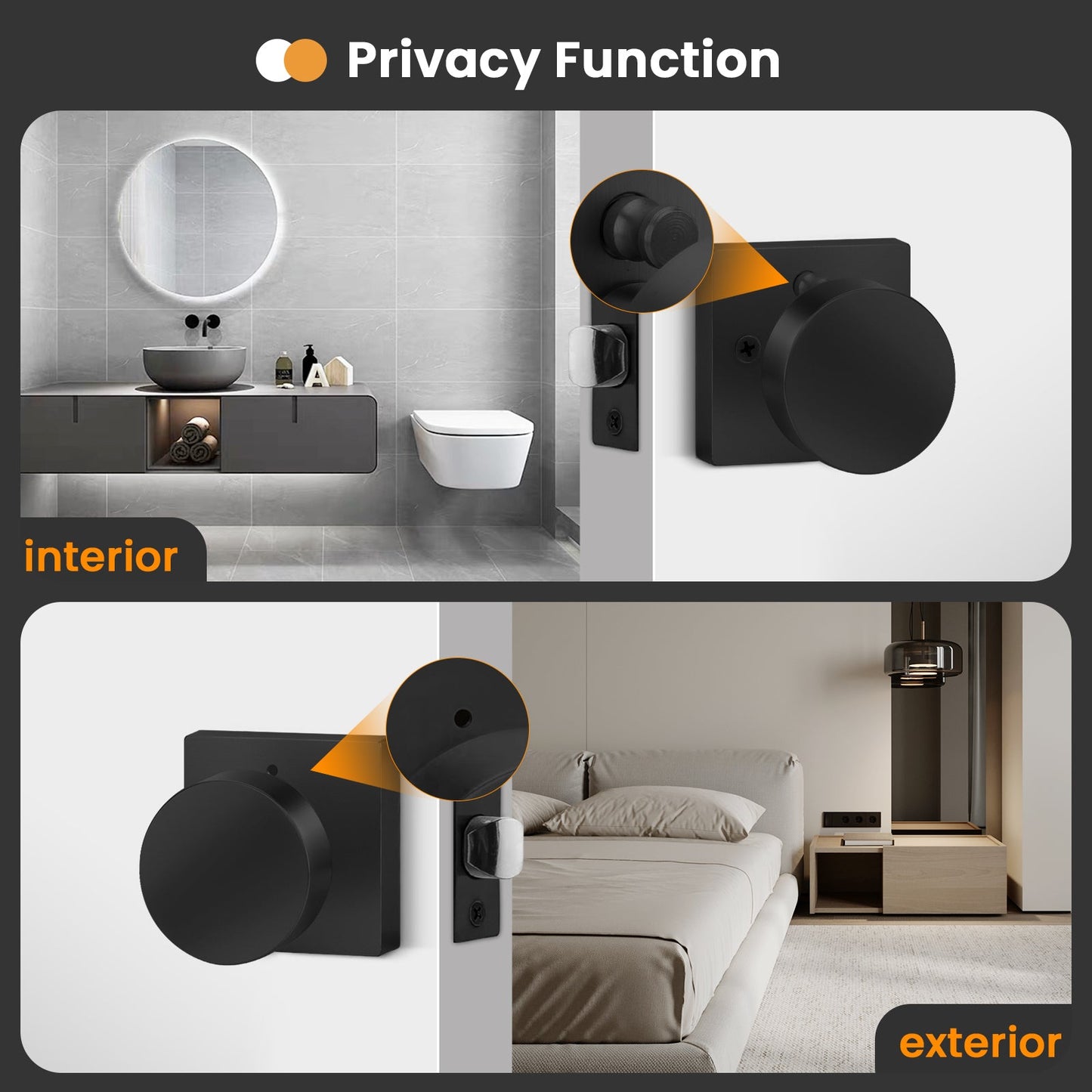 Zinc Alloy Square Passage Interior Door Knobs for Bedroom