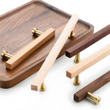 Brass Base Wooden Square Cabinet Handles