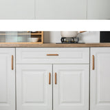 Long Solid Wood Finished Curved Arch Round Cabinet Handle for Kitchen