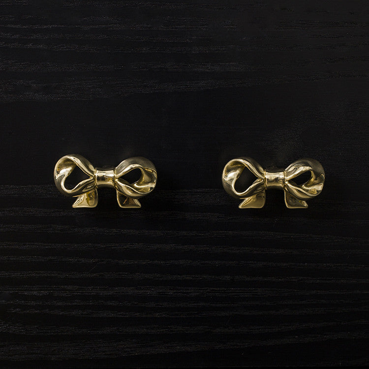 Exquisite Bow Knob Gold Brass Drawer Knobs Dresser Handle Decor Furniture Hardware