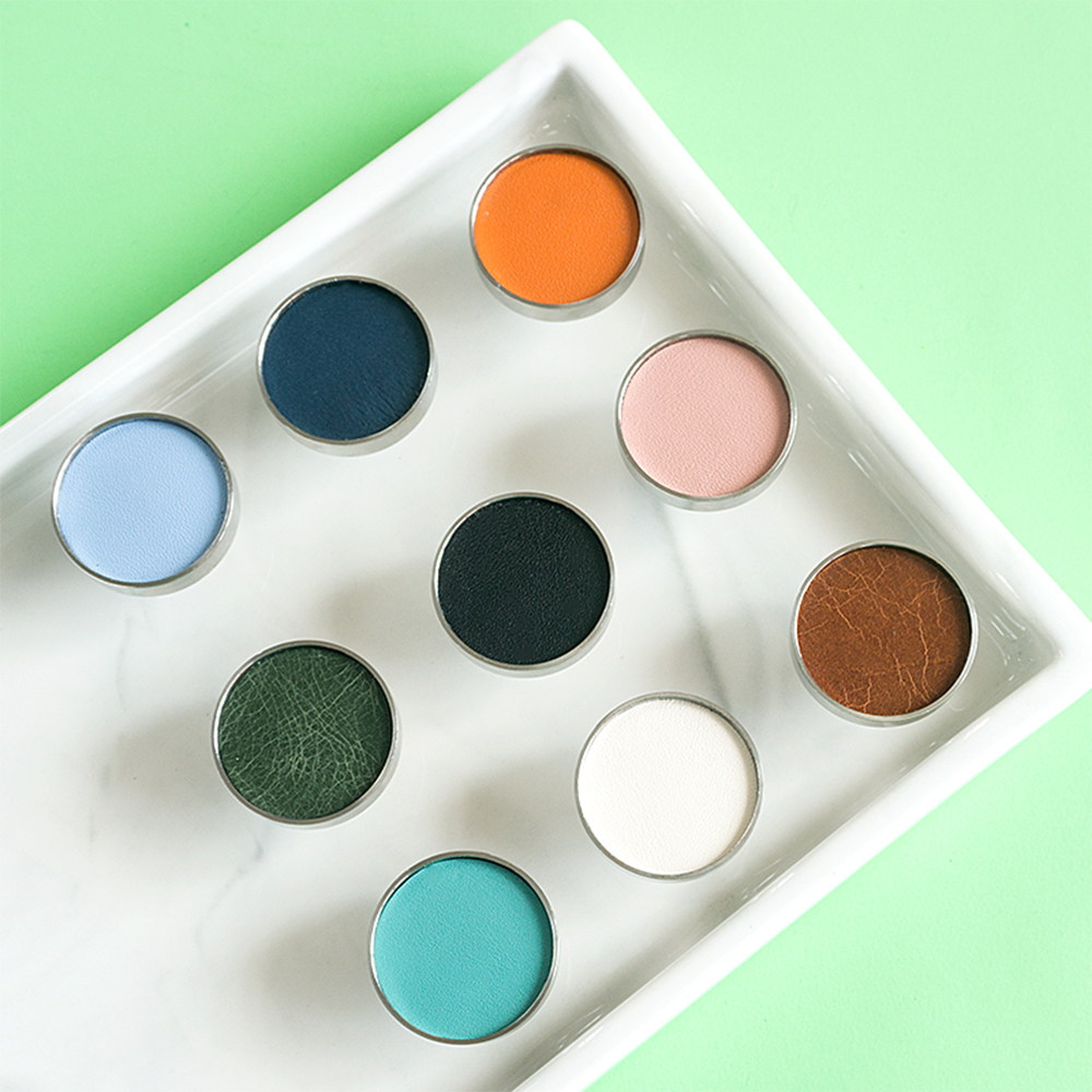 Colorful Leather Stainless Steel Cabinet Knob