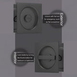 Square Pocket Door Lock with Pull
