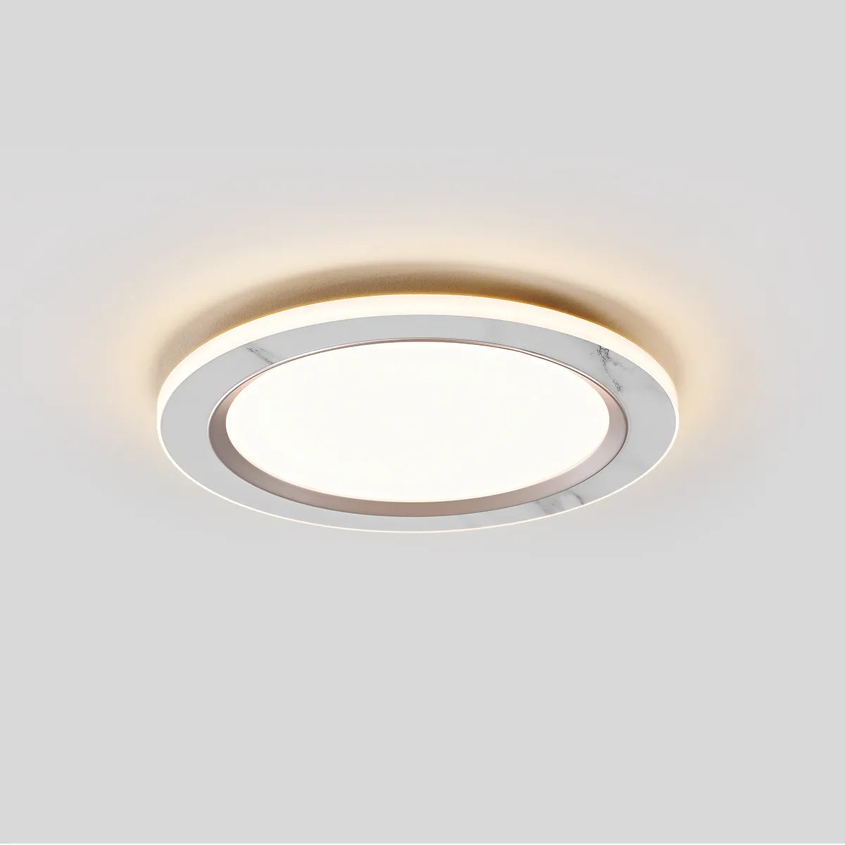 Circular rock slab ceiling light fixture