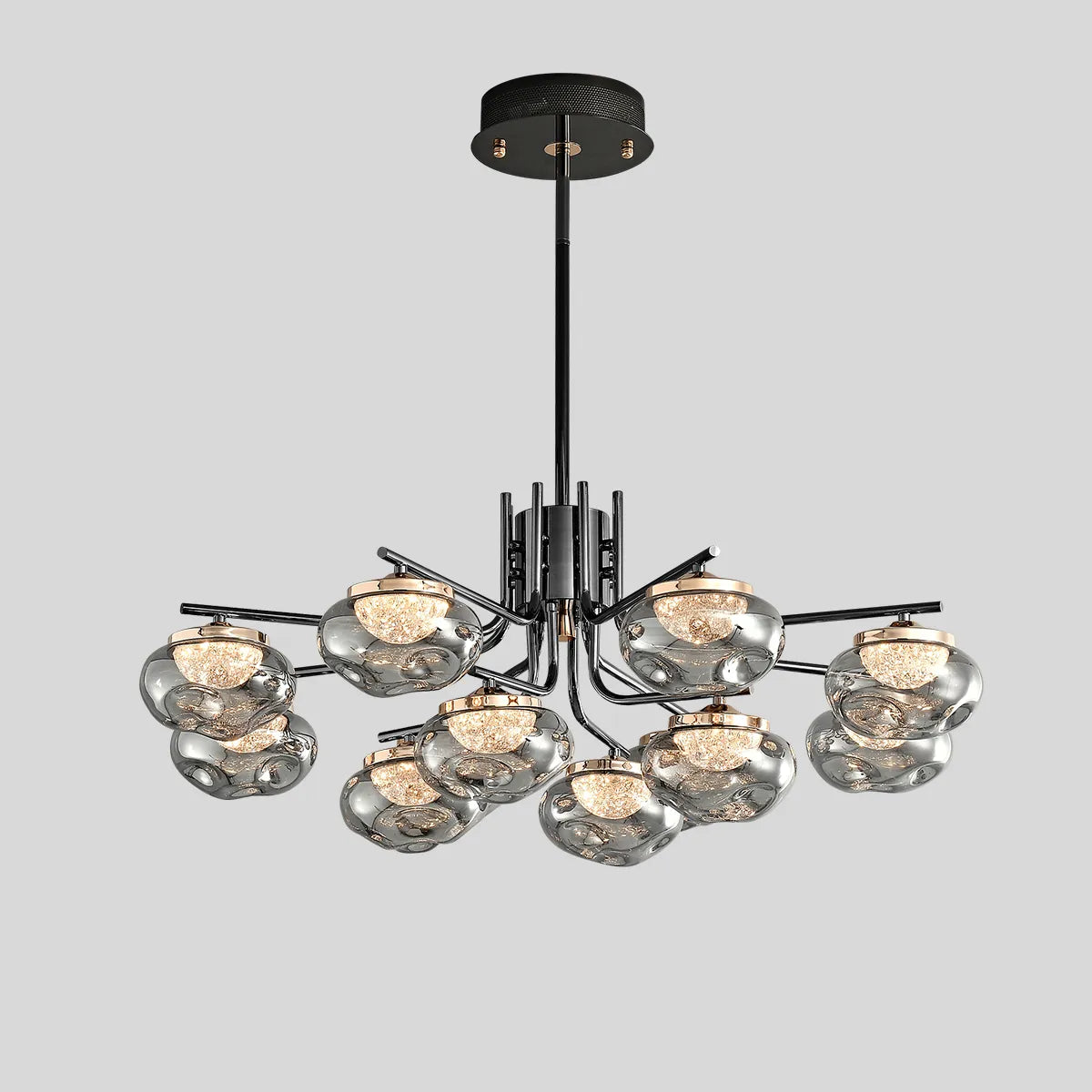 Smoked glass round pendant lamp