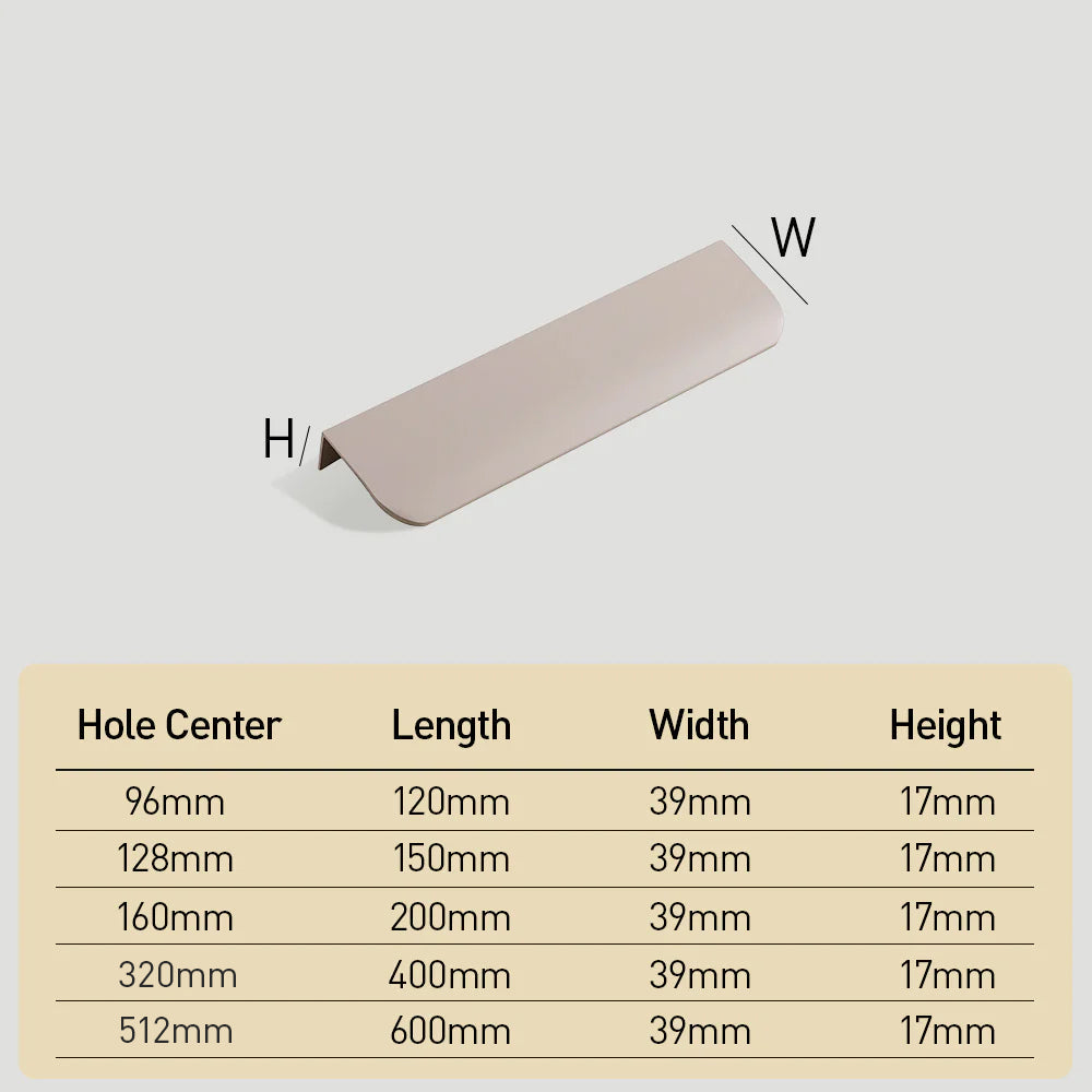 Aluminum Alloy Round Arc Shape Invisible Handle For Cabinet