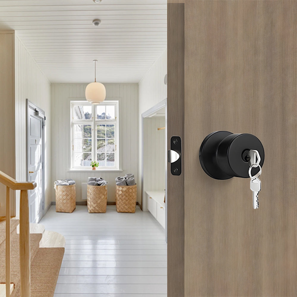 Exterior Black Keyed Door Knobs