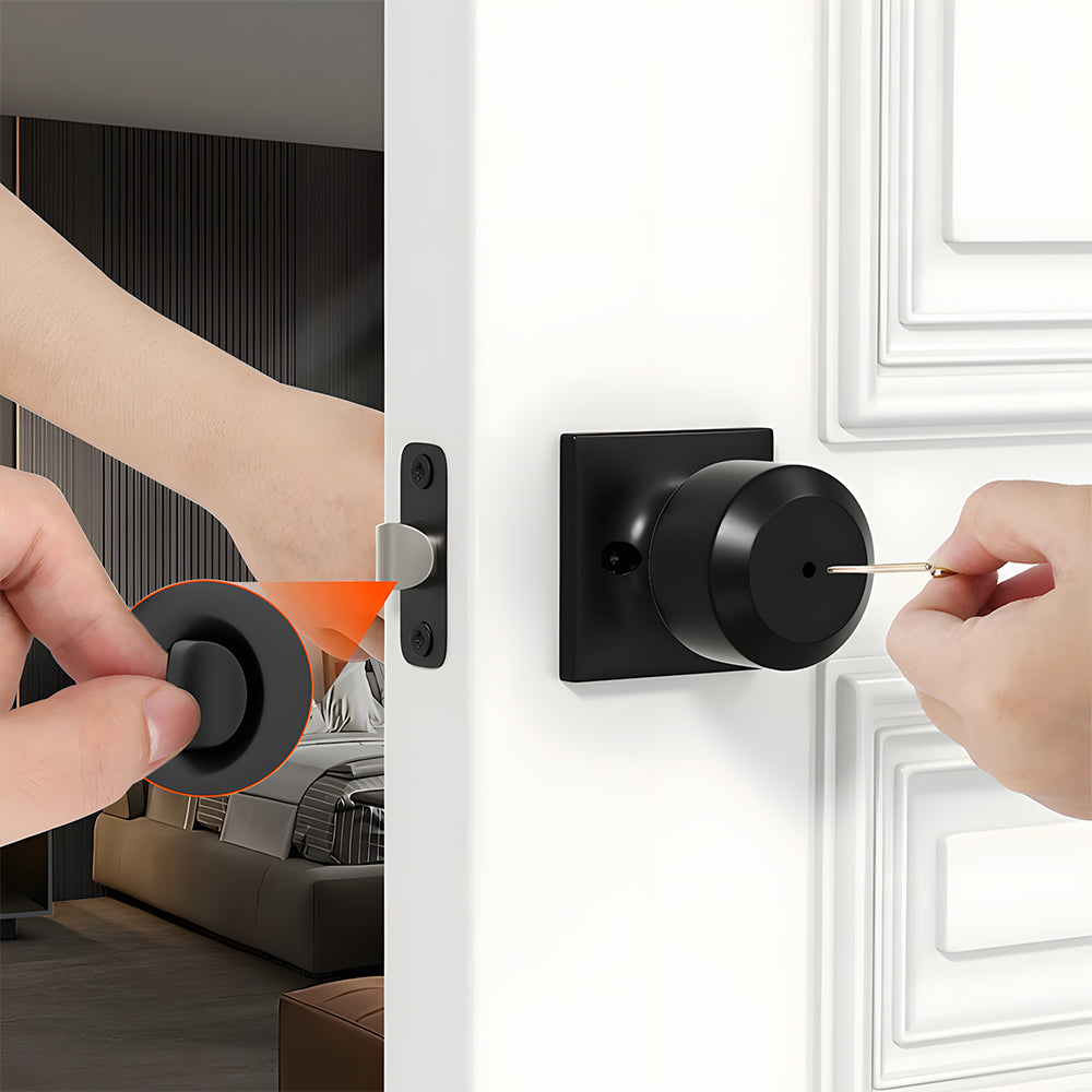 Black Simple Round Privacy Door Knob for Bedroom